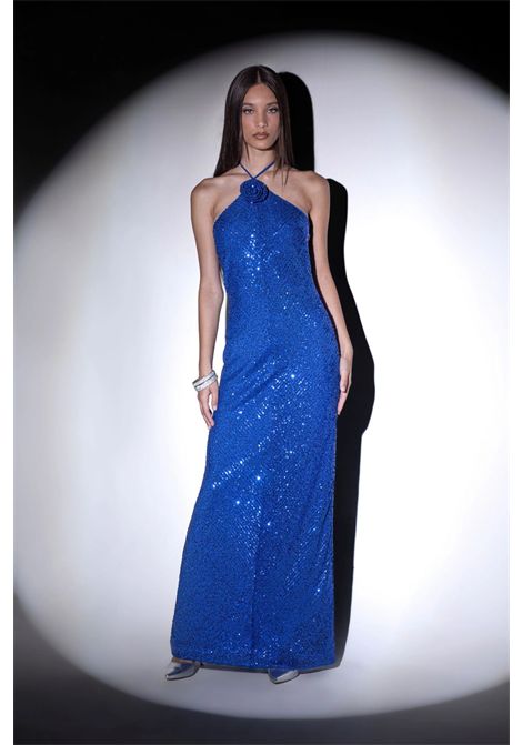 Abito in pailettes con rosa sul davanti VALENTINA RIO | Abito | V175401